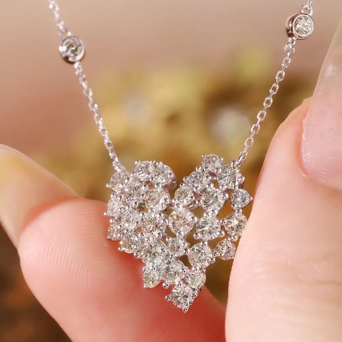 14k Gold 1.70 Ct Natural H Diamond Necklace - 8