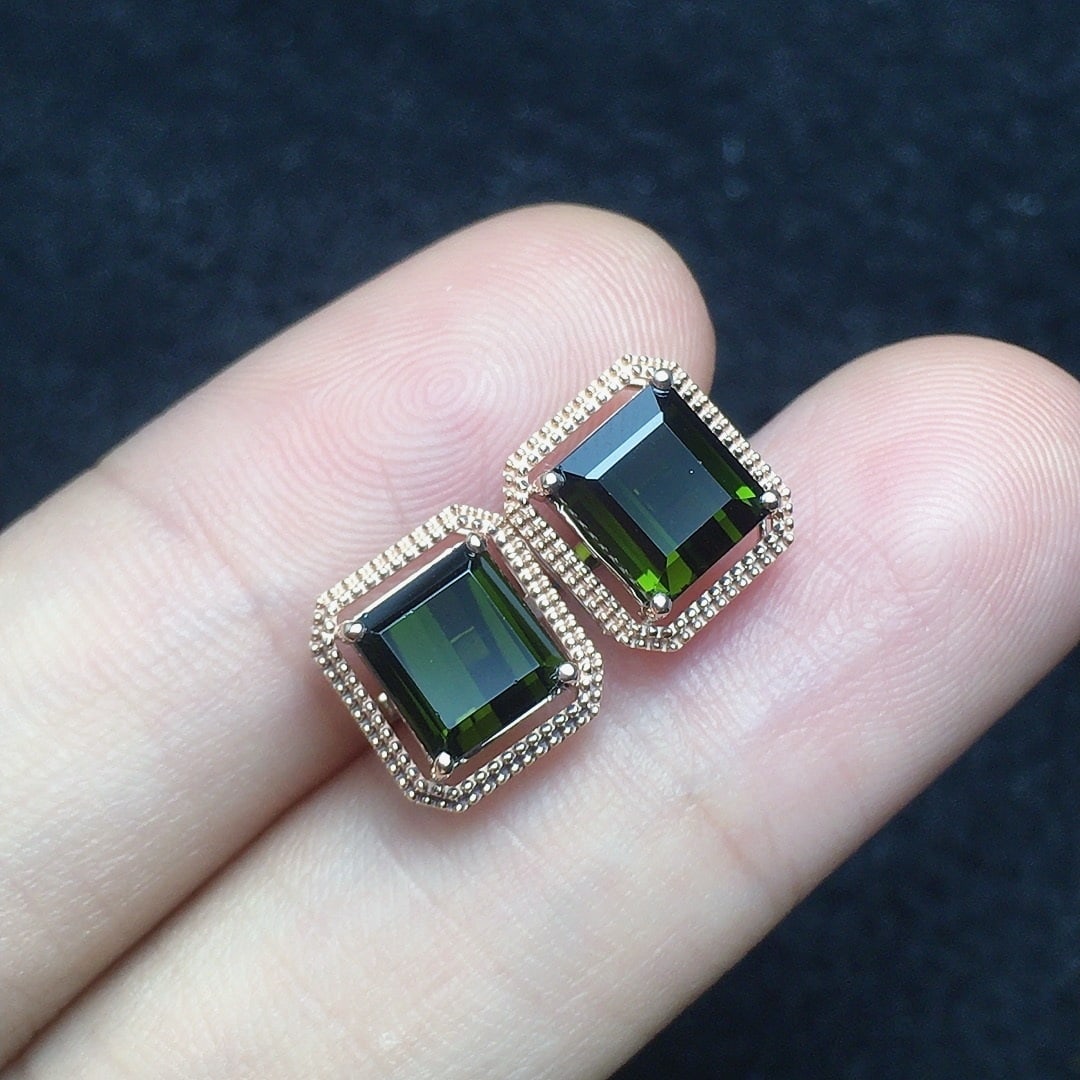 14k Gold 3.12 Ct Natural Tourmaline Earrings - 2