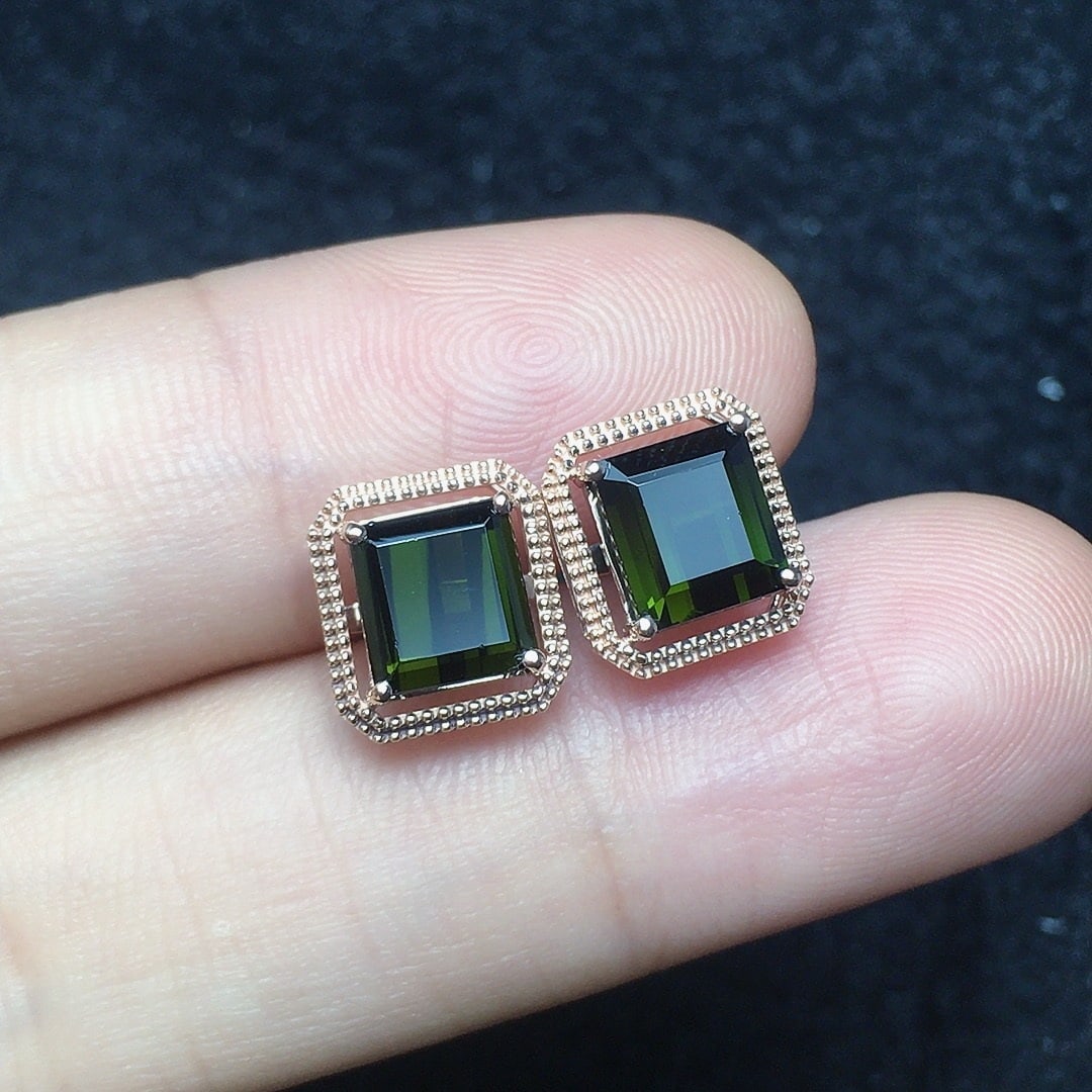 14k Gold 3.12 Ct Natural Tourmaline Earrings - 3