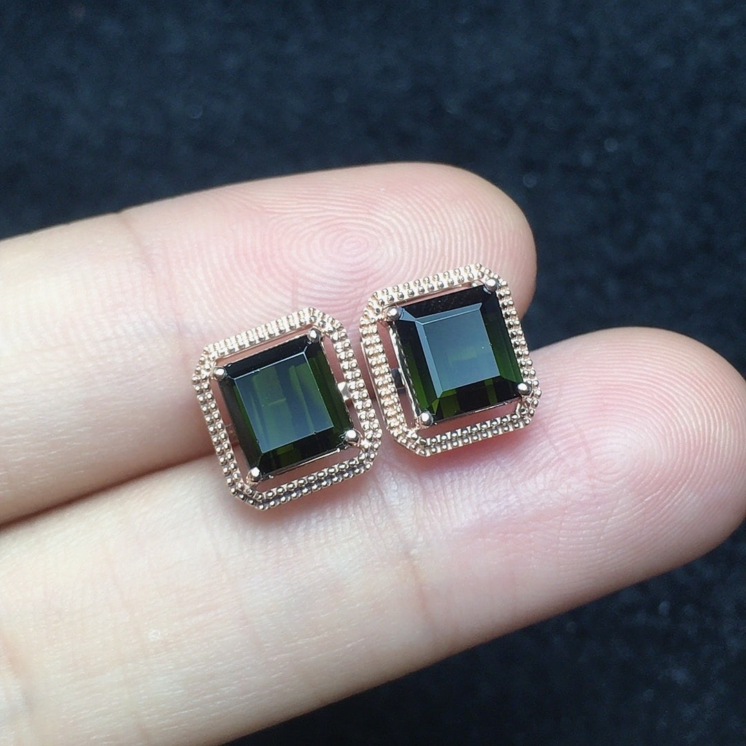 14k Gold 3.12 Ct Natural Tourmaline Earrings - 4