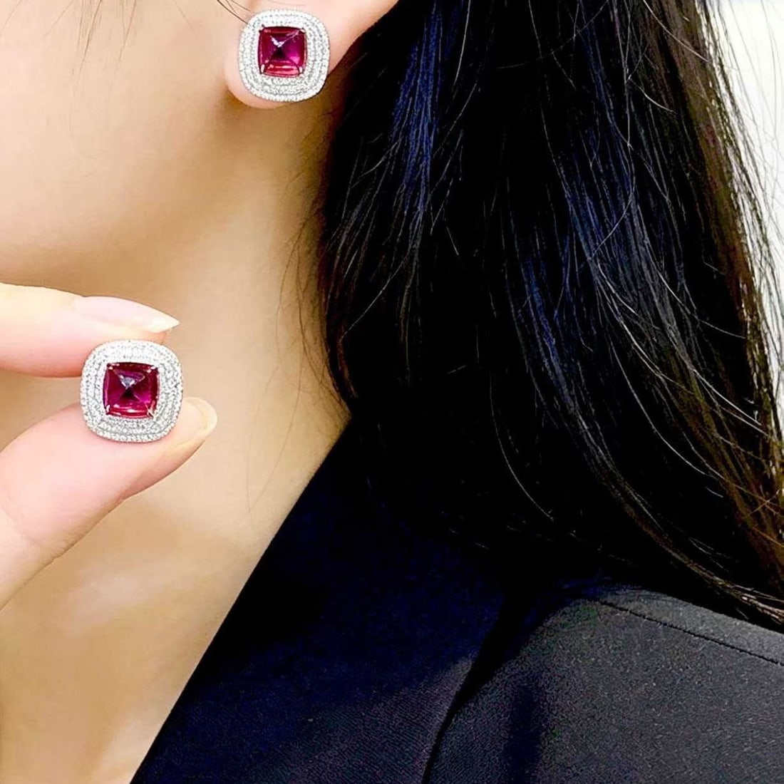 14k Gold 3.95 Ct Natural Tourmaline & Diamond Earrings - 3