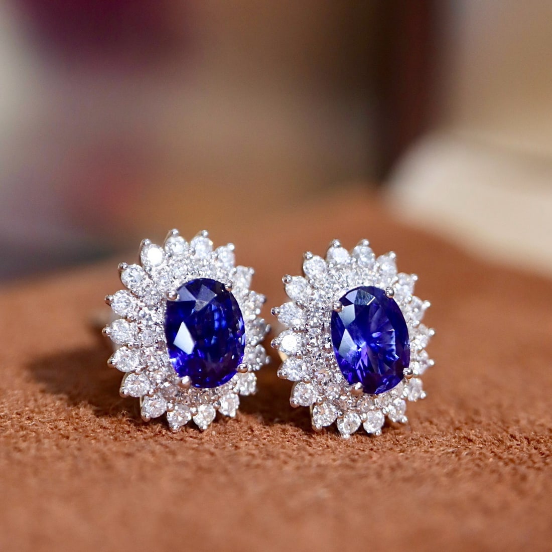 14k Gold 1.35 Ctw Natural Sapphire & Diamond Earrings - 3