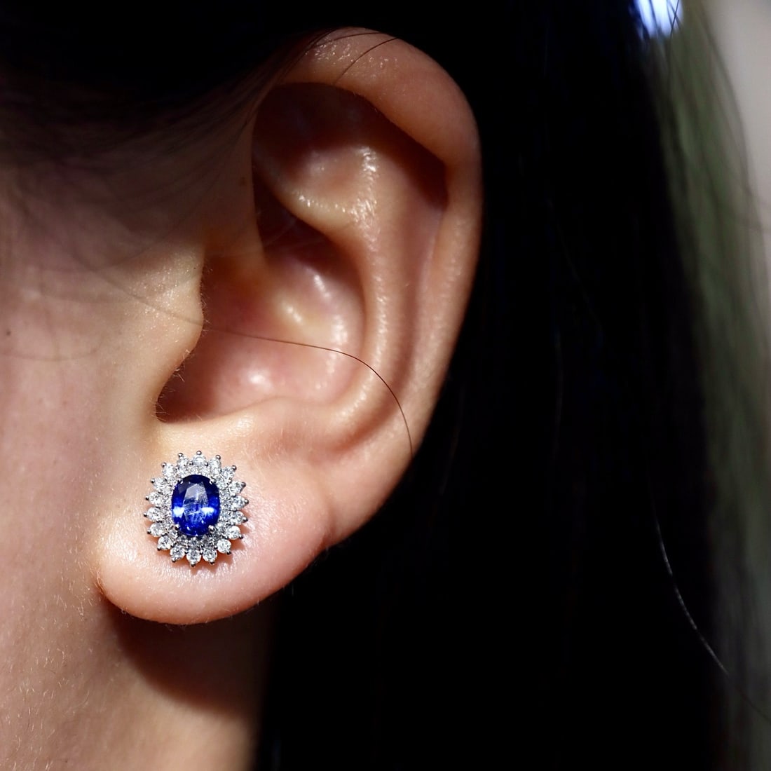 14k Gold 1.35 Ctw Natural Sapphire & Diamond Earrings - 5