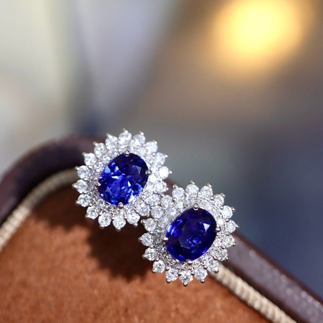 14k Gold 1.35 Ctw Natural Sapphire & Diamond Earrings - 6