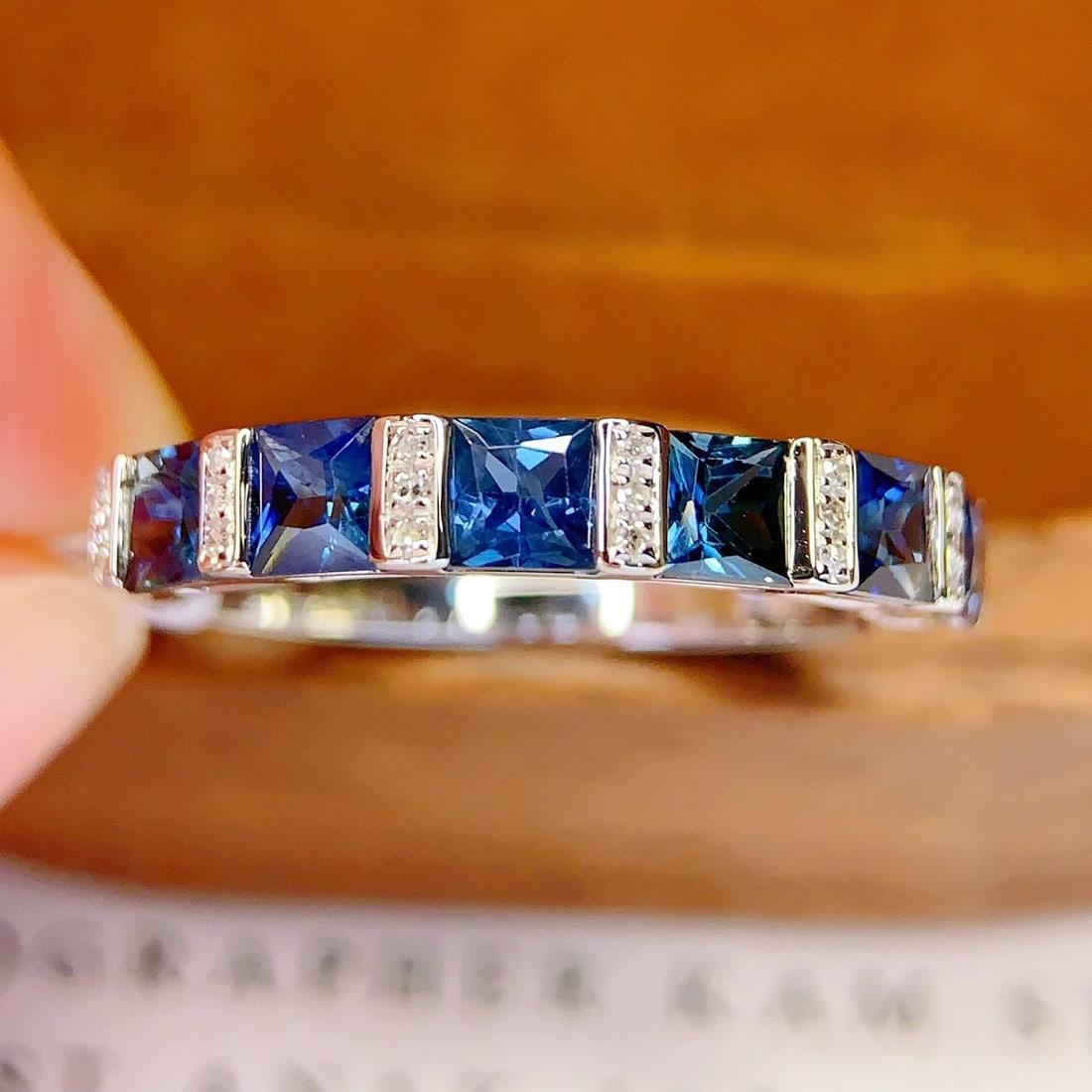 14k Gold 1.5 Ct Natural Sapphire & Diamond Ring: Ref:231194200 // gold content:14k gold // ring size:7. 25us // // main gemstone:sapphire // shape:princess // carat weight:1. 5ct // color:blue // treatment:natural // // adjacent gemstone 2 :