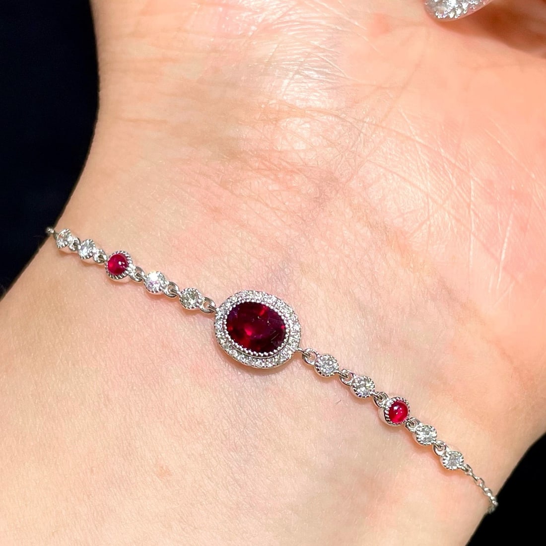 14k Gold 1.11 Ctw Natural Ruby & Diamond Bracelet - 5