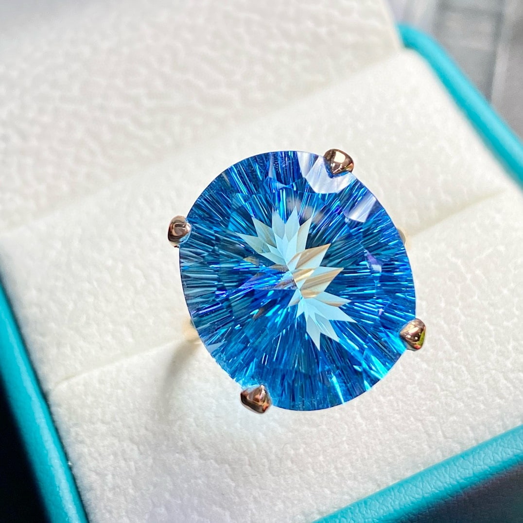 14k Gold 19.4 Ct Natural Topaz Ring - 2