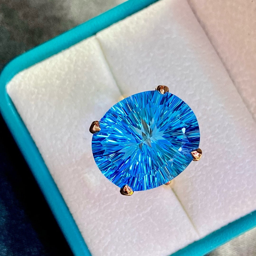 14k Gold 19.4 Ct Natural Topaz Ring - 3