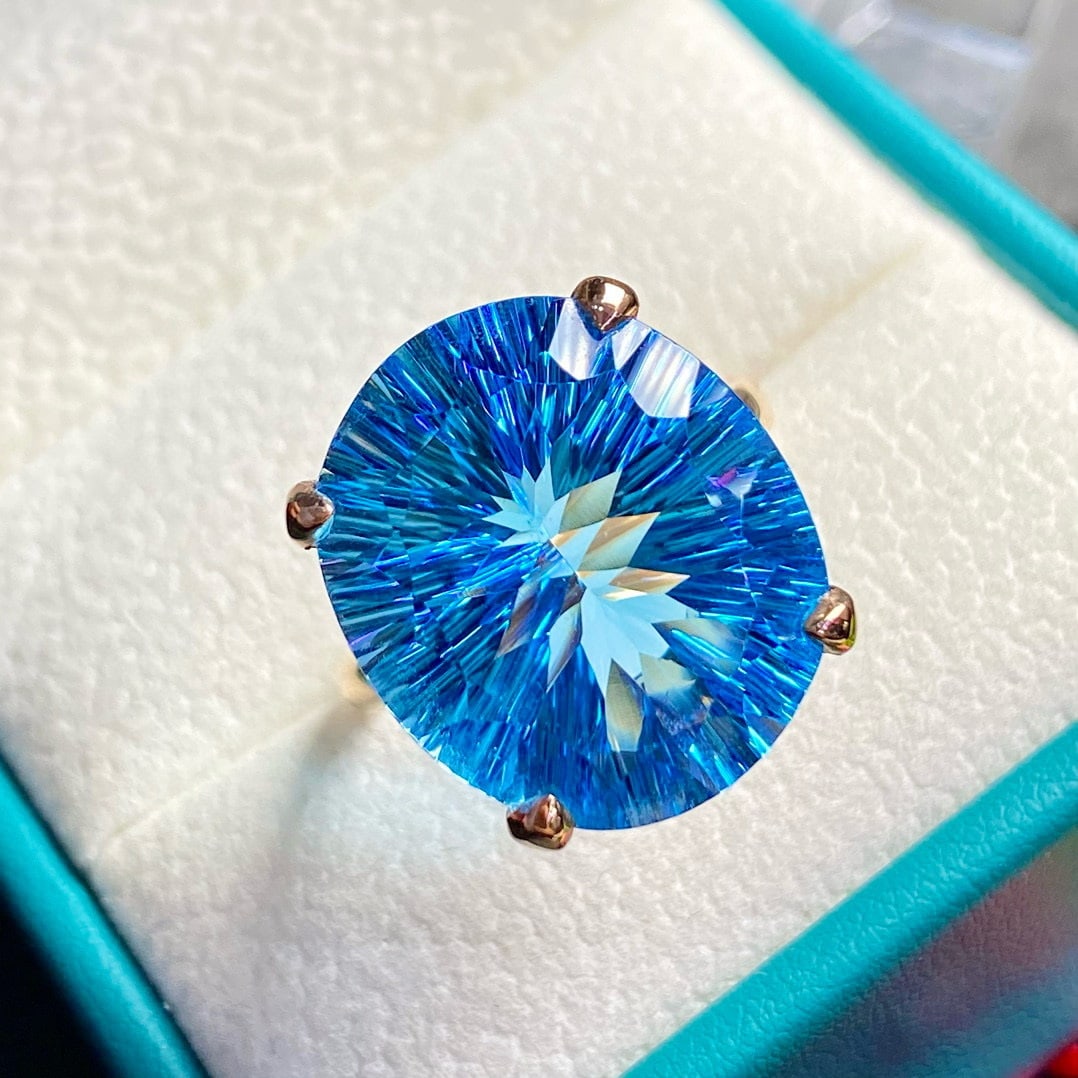 14k Gold 19.4 Ct Natural Topaz Ring - 4