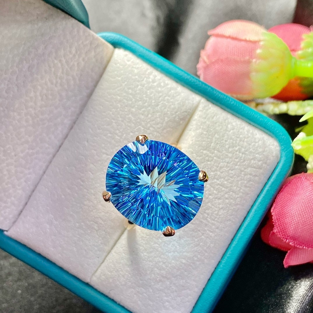 14k Gold 19.4 Ct Natural Topaz Ring - 5