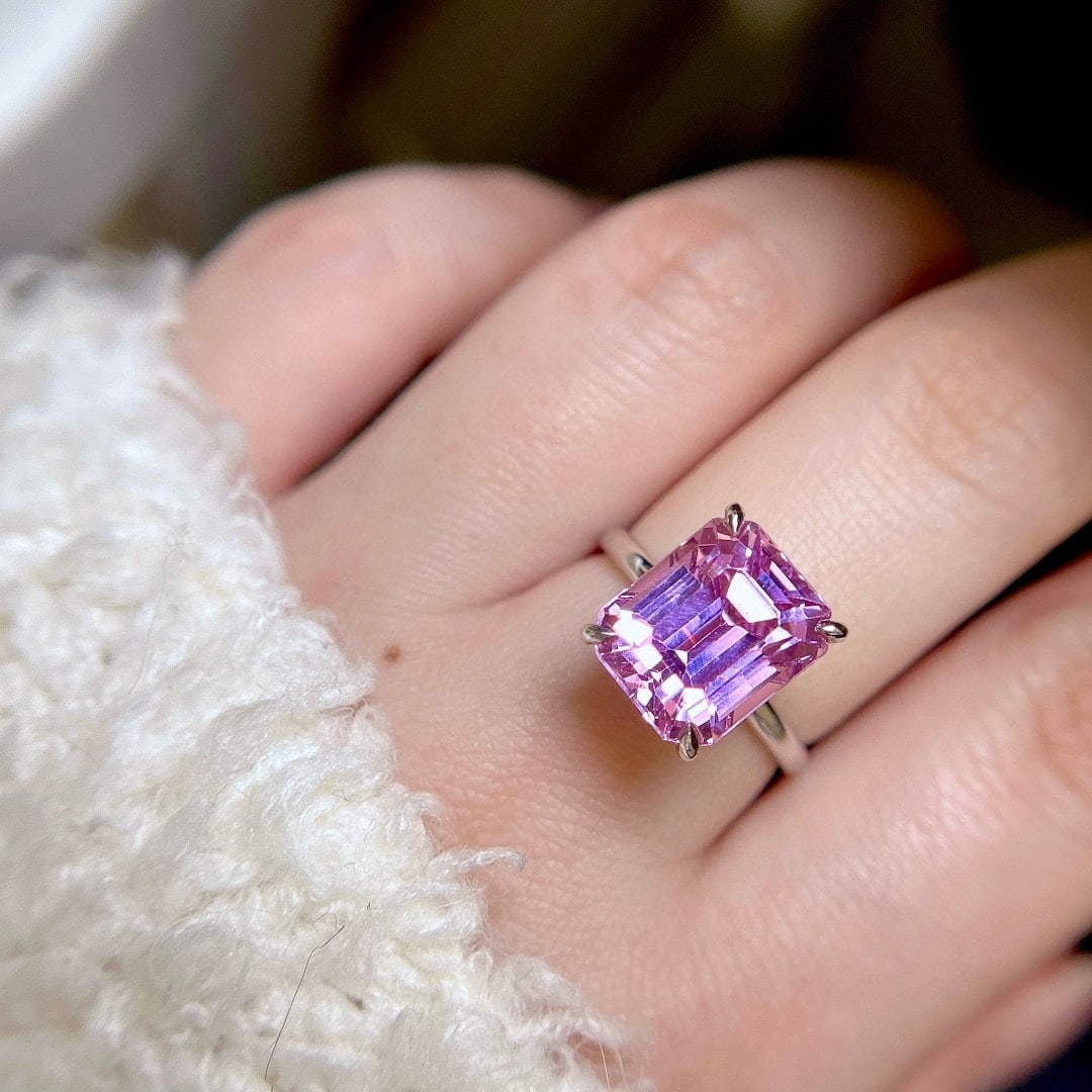 14k Gold 8.15 Ct Natural Kunzite Ring - 5