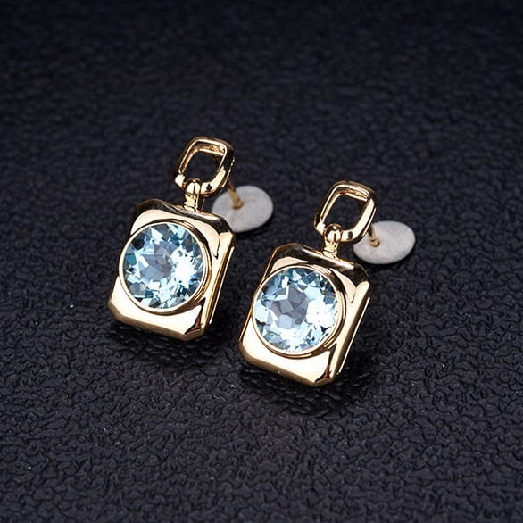 14k Gold 3.71 Ct Natural Aquamarine Earrings - 2