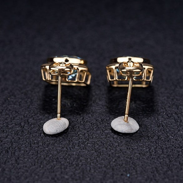 14k Gold 3.71 Ct Natural Aquamarine Earrings - 4