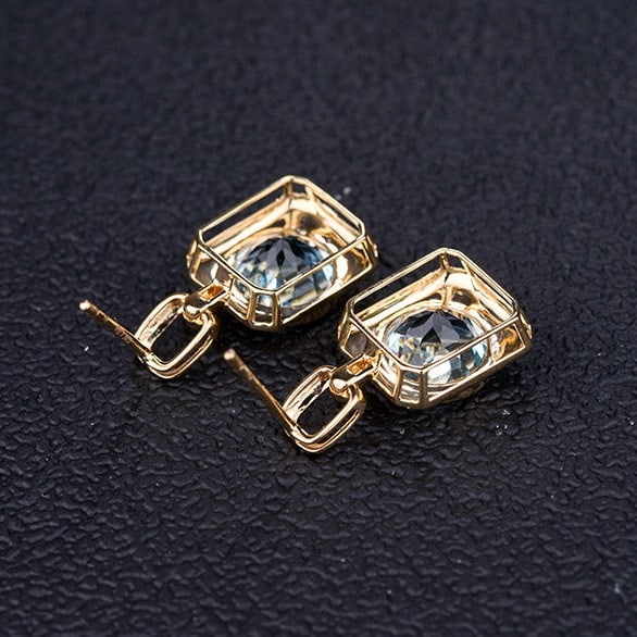 14k Gold 3.71 Ct Natural Aquamarine Earrings - 6