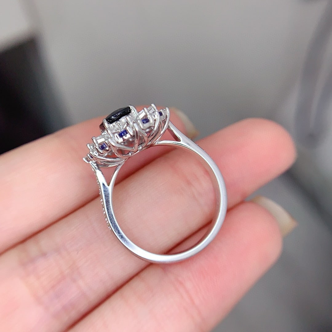14k Gold 1.35 Ct Natural Sapphire & Diamond Ring - 6