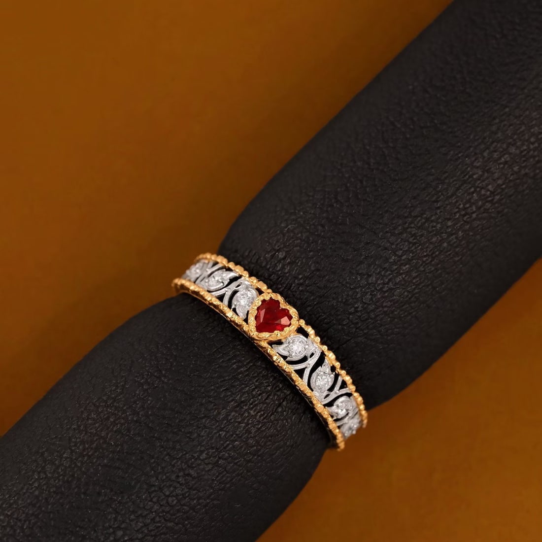 14k Gold 0.28 Ct Natural Ruby & Diamond Ring - 3