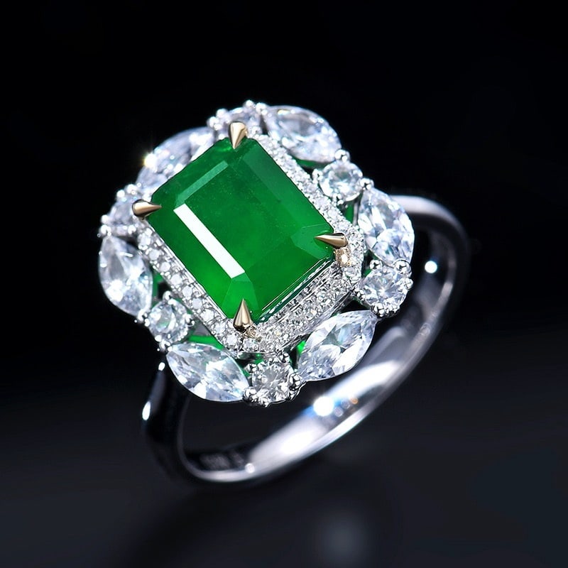 14k Gold 2.63 Ctw Vivid Green Natural Emerald & Diamond Ring - 3