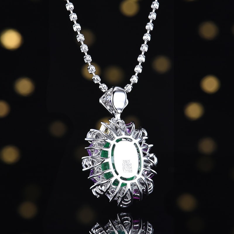 14k Gold 3.06 Ctw Natural Emerald & Diamond Pendant( Without Chain ) - 7