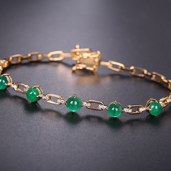 14k Gold 3.35 Ctw Natural Emerald & Diamond Bracelet - 3