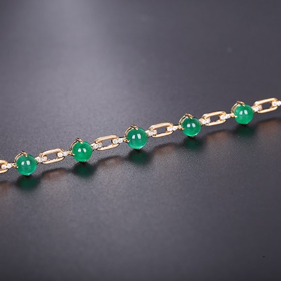 14k Gold 3.35 Ctw Natural Emerald & Diamond Bracelet - 4