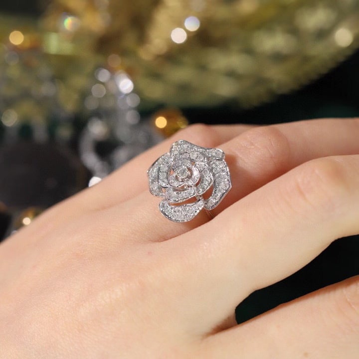 14k Gold 1 Ct Natural H Diamond & Flowers Ring - 3