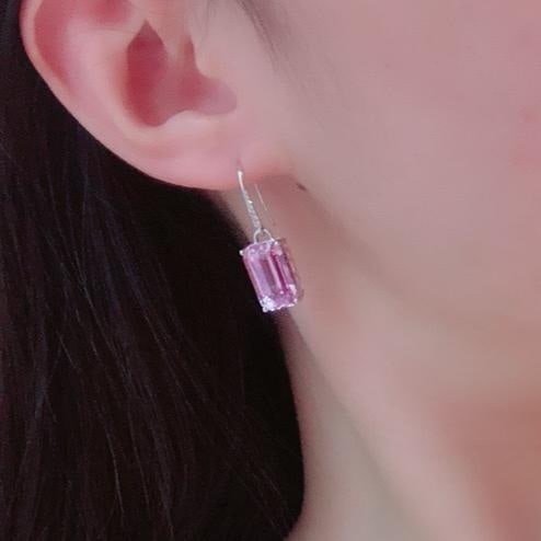 14k Gold 16.23 Ctw Natural Kunzite & Diamond Earrings - 5