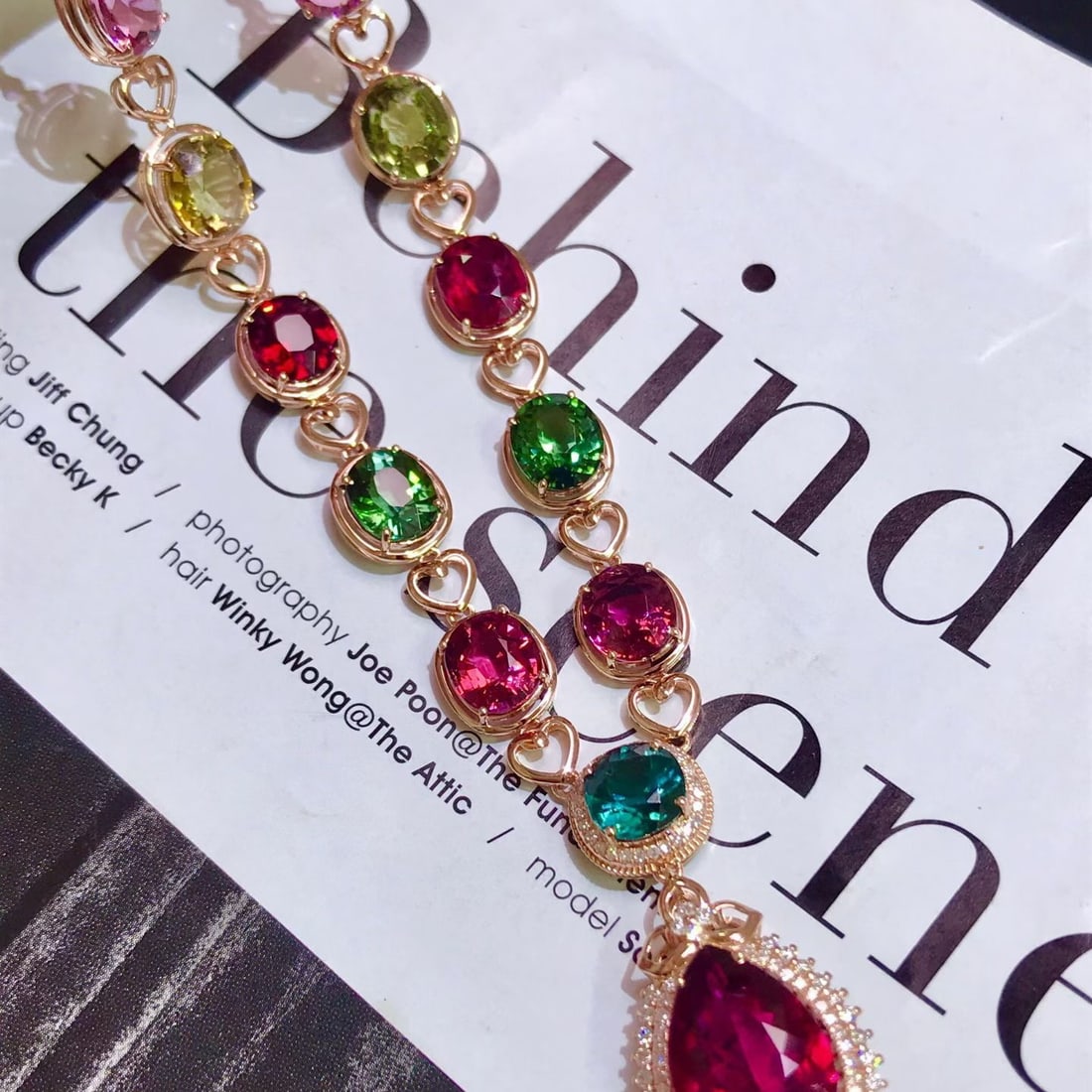 14k Gold 20 Ct Natural Tourmaline & Diamond Necklace - 4