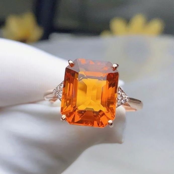 14k Gold 4.80 Ct Natural Citrine & Diamond Ring - 3