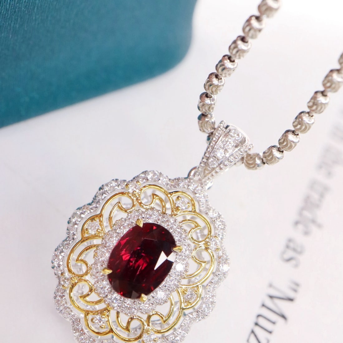 14k Gold 1.27 Ctw Natural Ruby & Diamond Pendant( Without Chain ) - 3