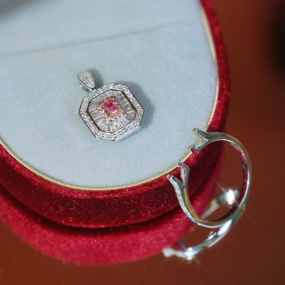 14k Gold 0.70 Ctw Natural Pink Diamond & Diamond Ring/pendant( Without Chain ) - 8