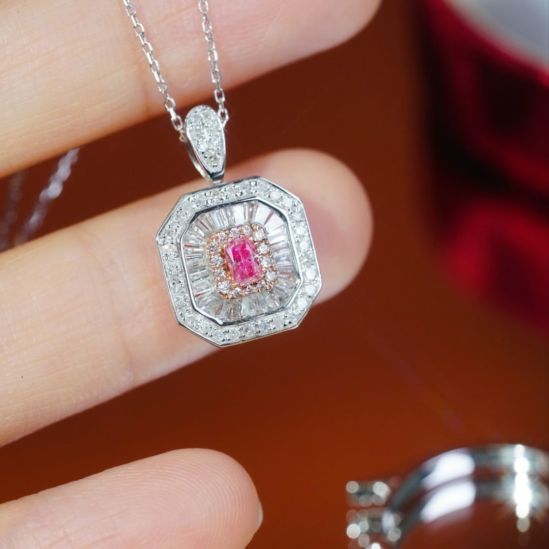 14k Gold 0.70 Ctw Natural Pink Diamond & Diamond Ring/pendant( Without Chain ) - 9