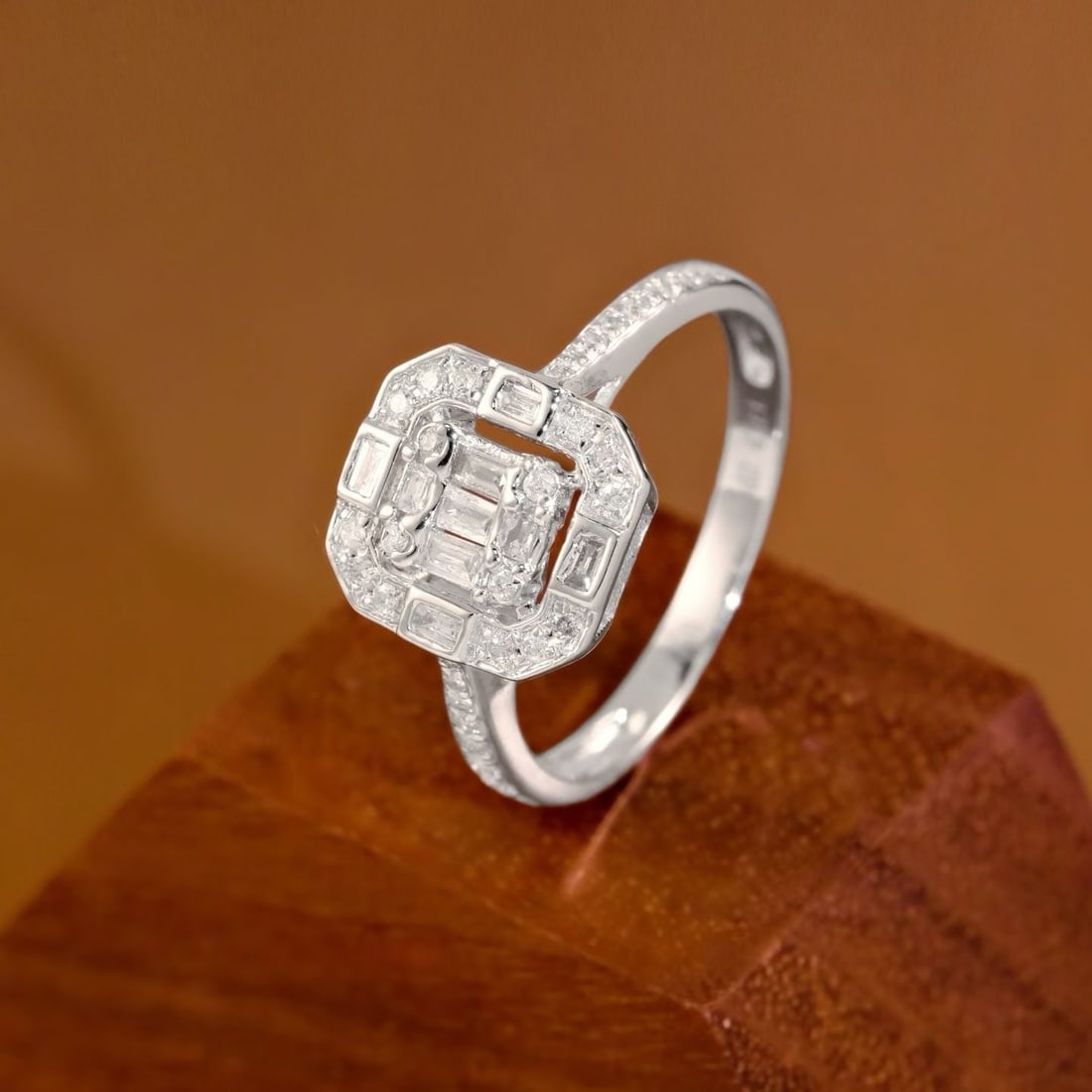 14k Gold 0.42 Ct Natural H Diamond Ring - 6