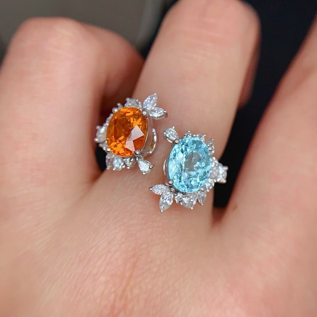 14k Gold 3.80 Ctw Natural Paraiba Tourmaline & Spessartine & Toi Et Moi Ring - 6