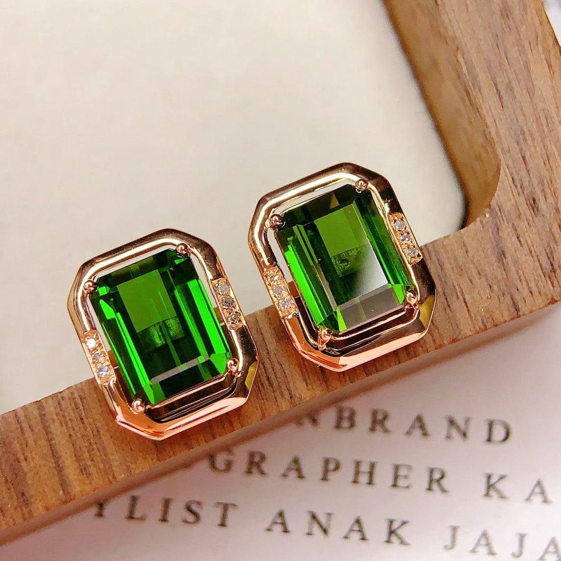 14k Gold 5.3 Ct Natural Tourmaline & Diamond Earrings - 5