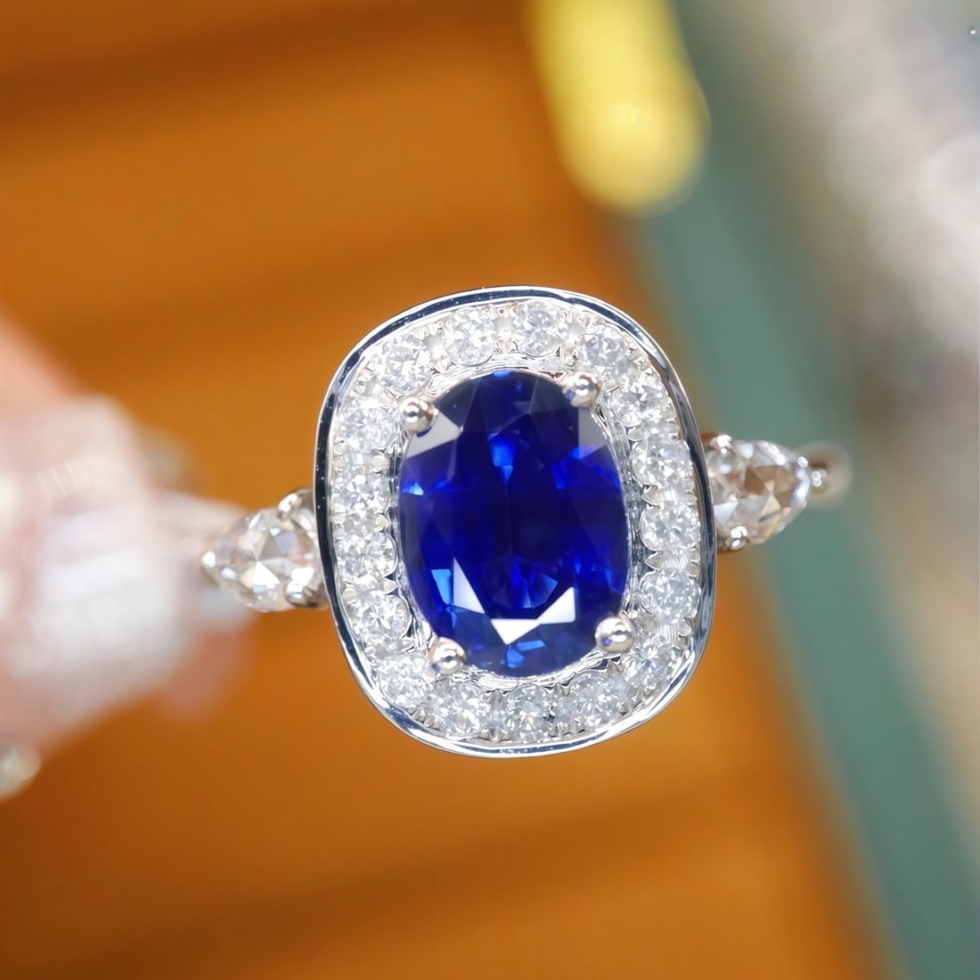 14k Gold 1.20 Ctw Natural Sapphire & Diamond Ring: Ref:231194336 // gold content:14k gold // ring size:7. 25us // // main gemstone:sapphire // shape:oval // carat weight:0. 93ct // color:royal blue // treatment:natural // // adjacent gemstone 2 :