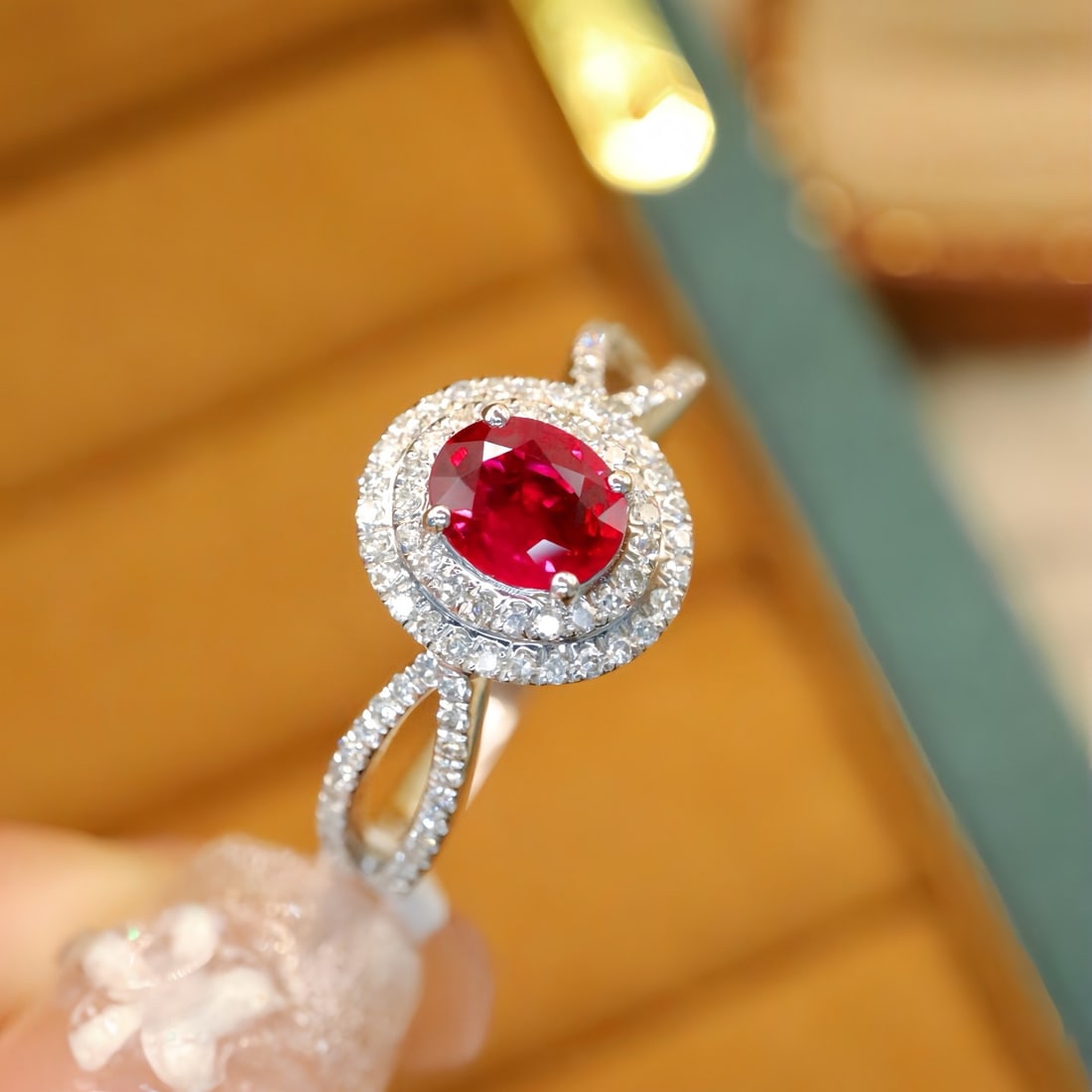 14k Gold 0.84 Ctw Natural Ruby & Diamond Ring - 3