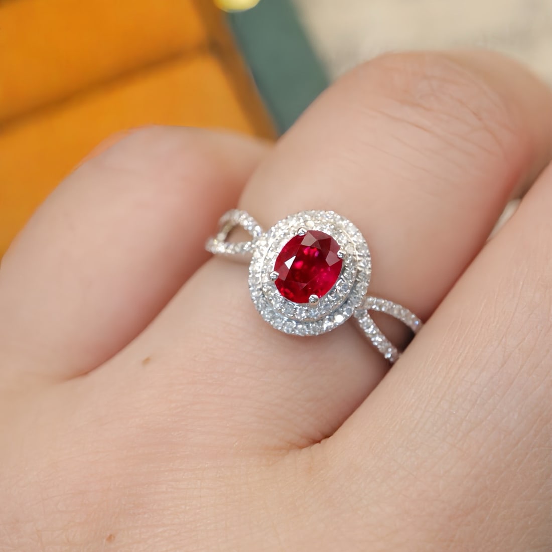 14k Gold 0.84 Ctw Natural Ruby & Diamond Ring - 5
