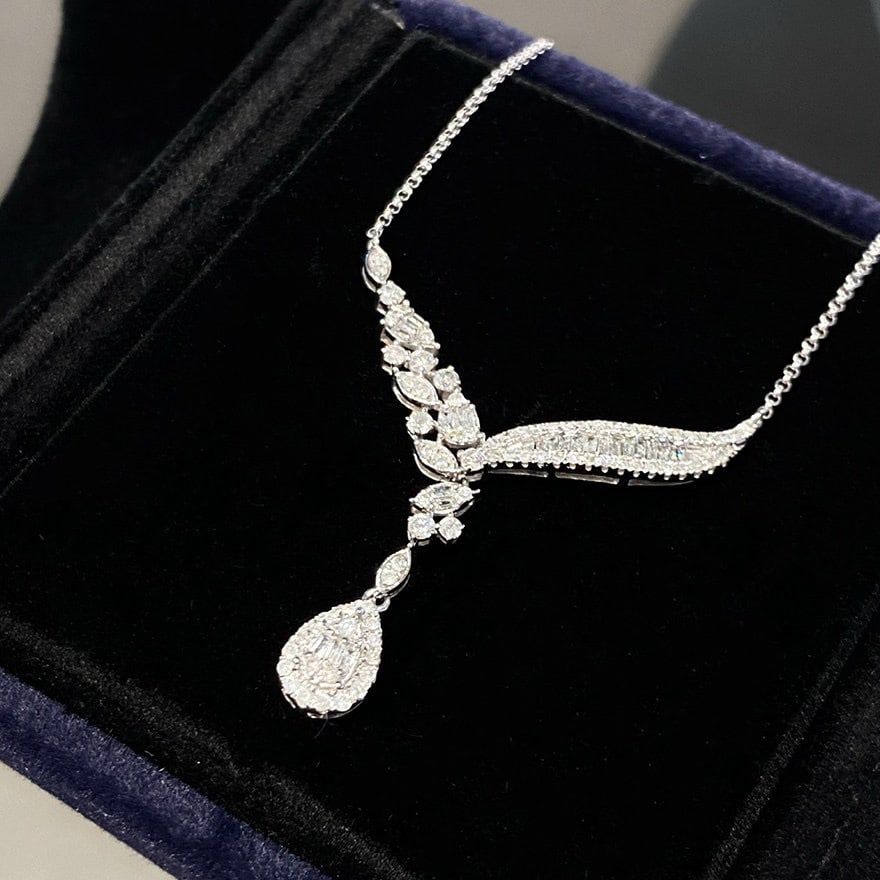 14k Gold 0.6 Ct Natural H Diamond Necklace - 5