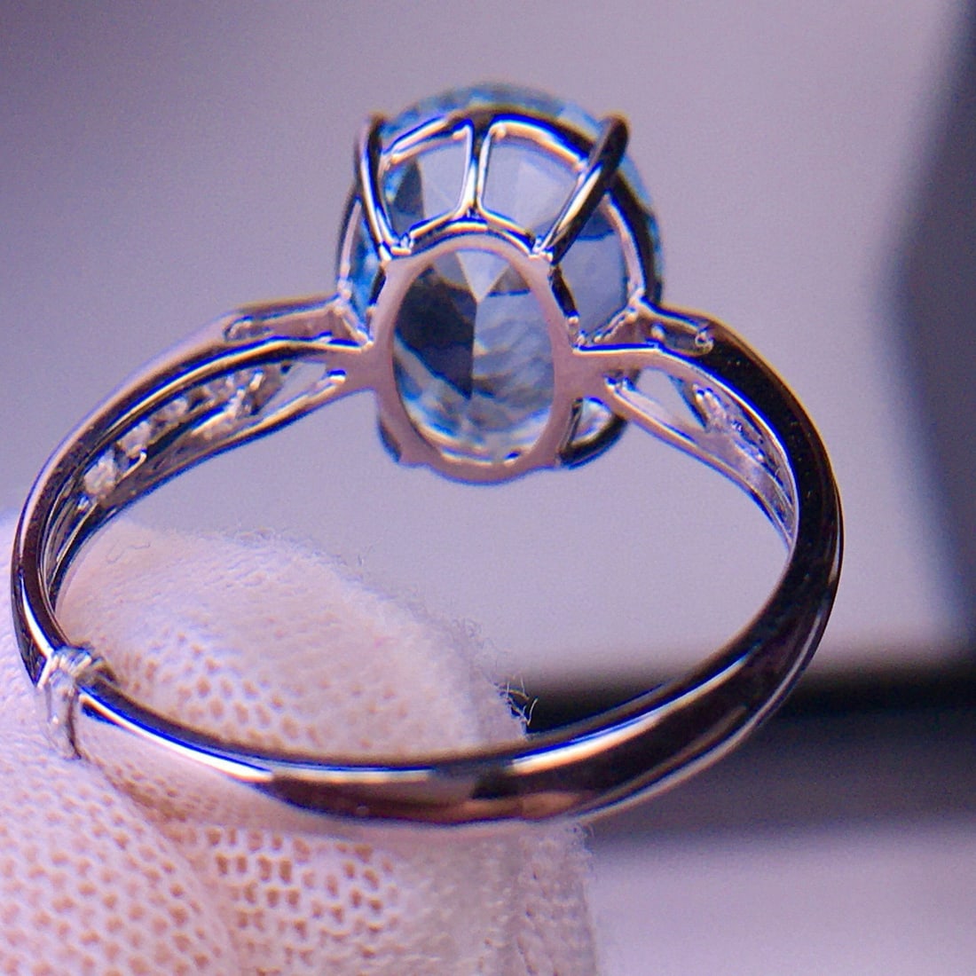 14k Gold 3.65 Ct Natural Aquamarine & Diamond Ring - 6