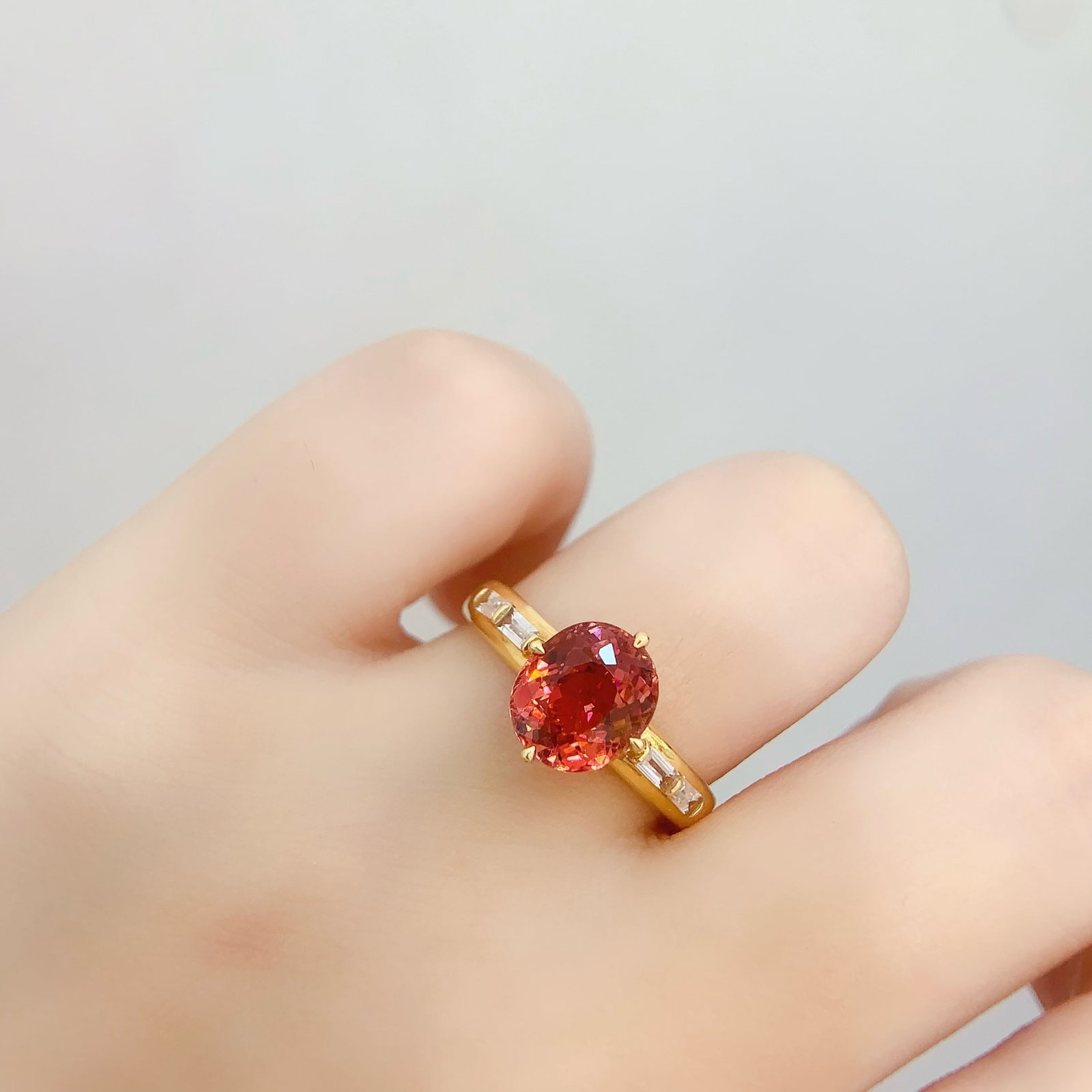 14k Gold 3.2 Ct Natural Tourmaline & Sapphire Ring - 6