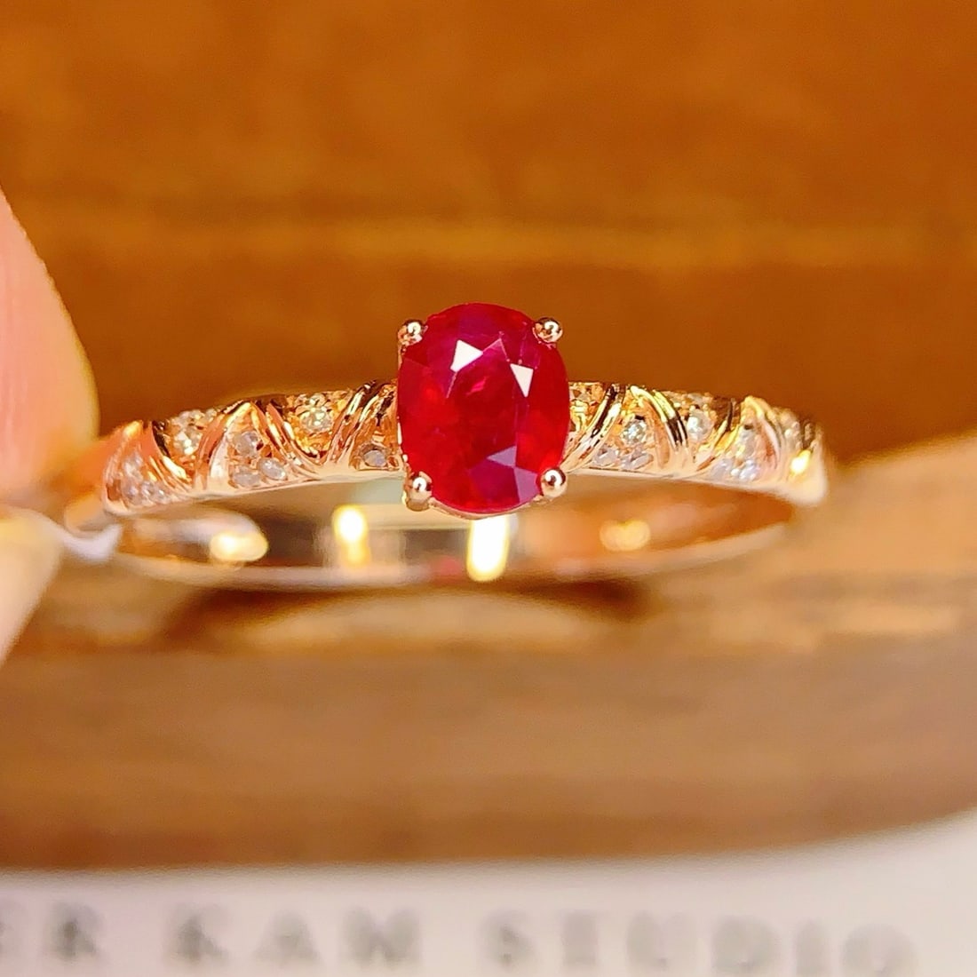14k Gold 0.6 Ct Natural Ruby & Diamond Ring - 2
