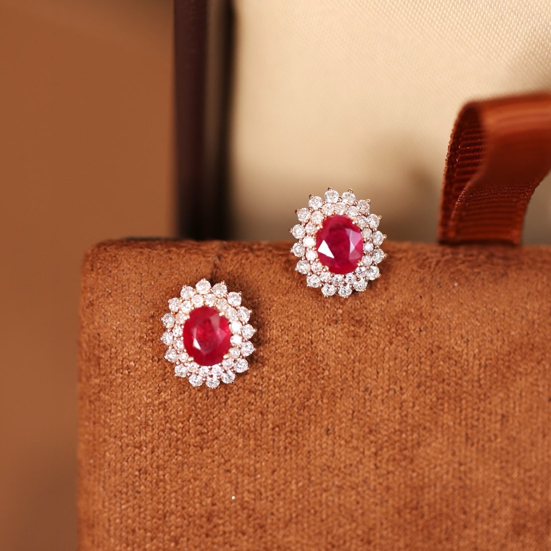 14k Gold 1.32 Ctw Natural Ruby & Diamond Earrings - 2