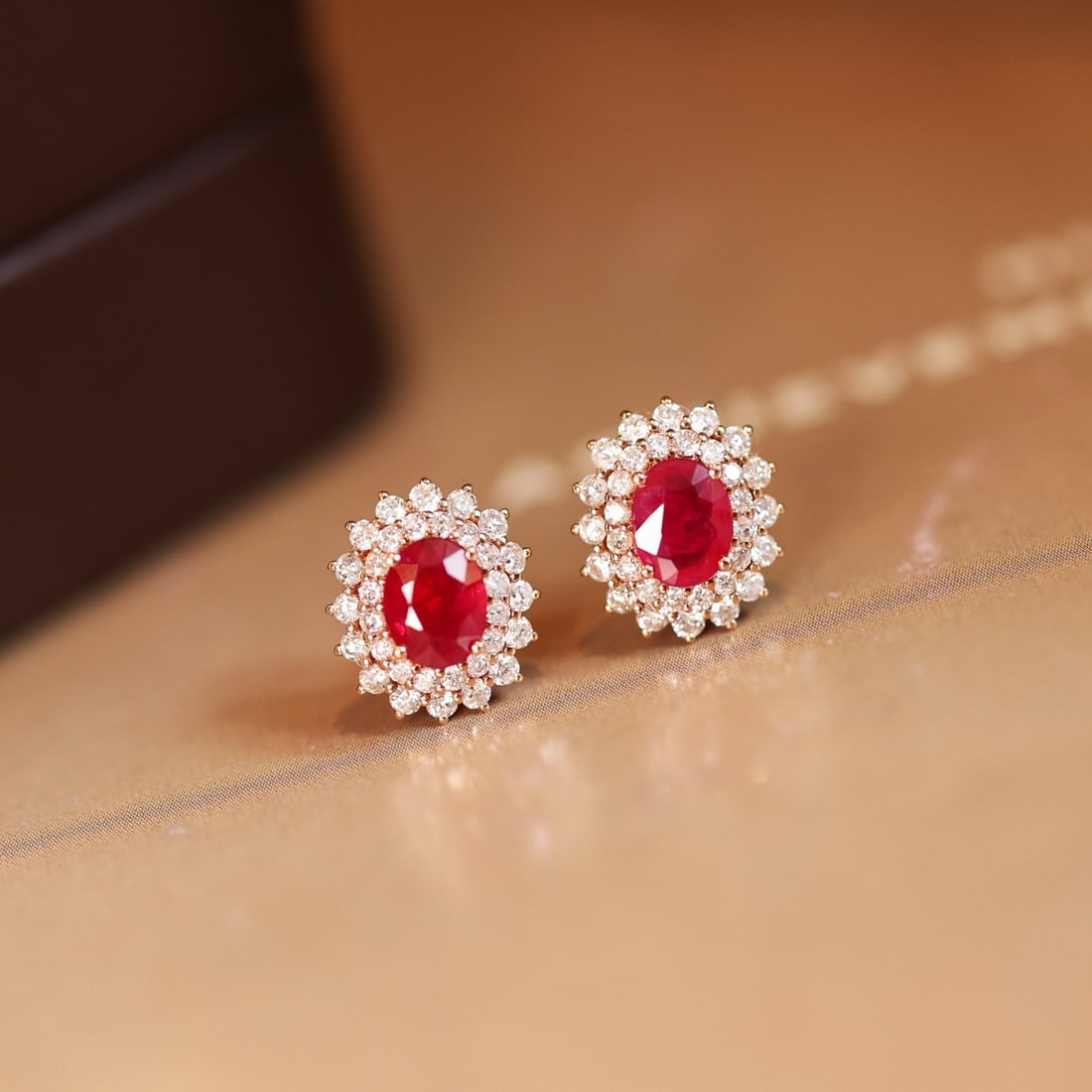 14k Gold 1.32 Ctw Natural Ruby & Diamond Earrings - 3