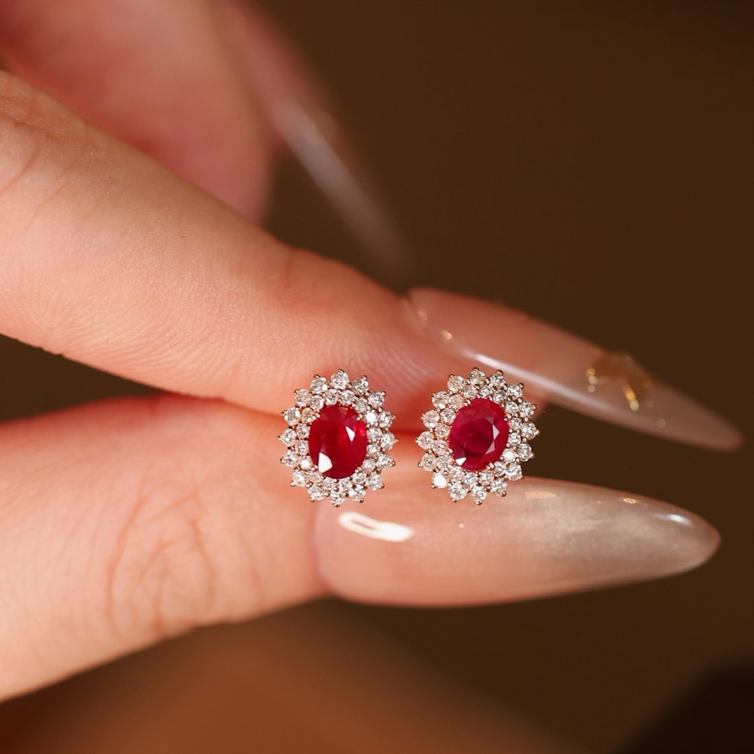14k Gold 1.32 Ctw Natural Ruby & Diamond Earrings - 6