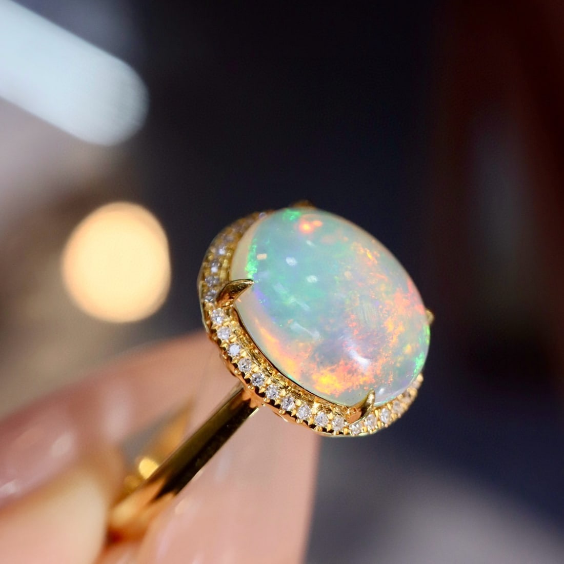 14k Gold 2.21 Ctw Natural Opal & Diamond Ring - 3