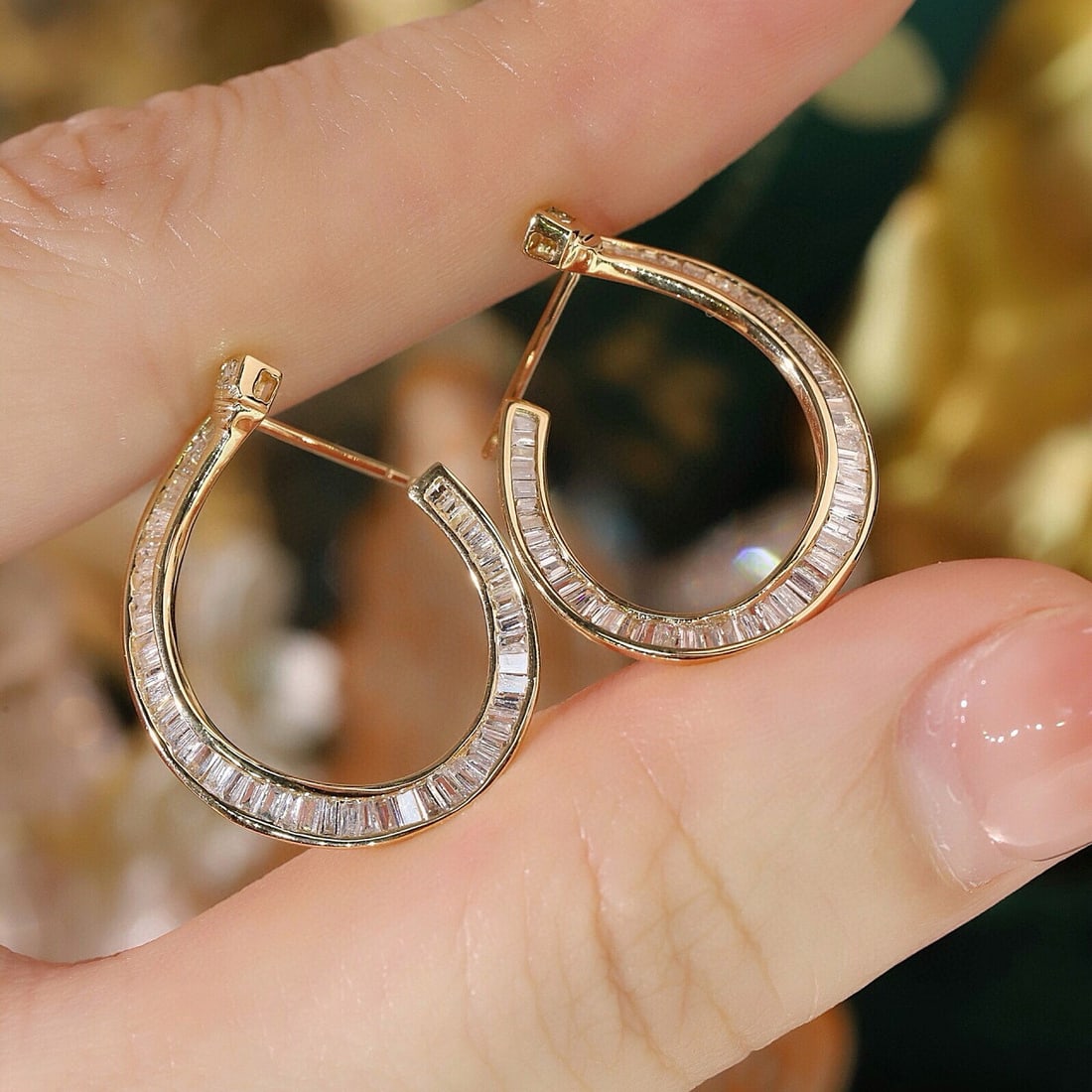 14k Gold 0.76 Ct Natural H Diamond Earrings - 5
