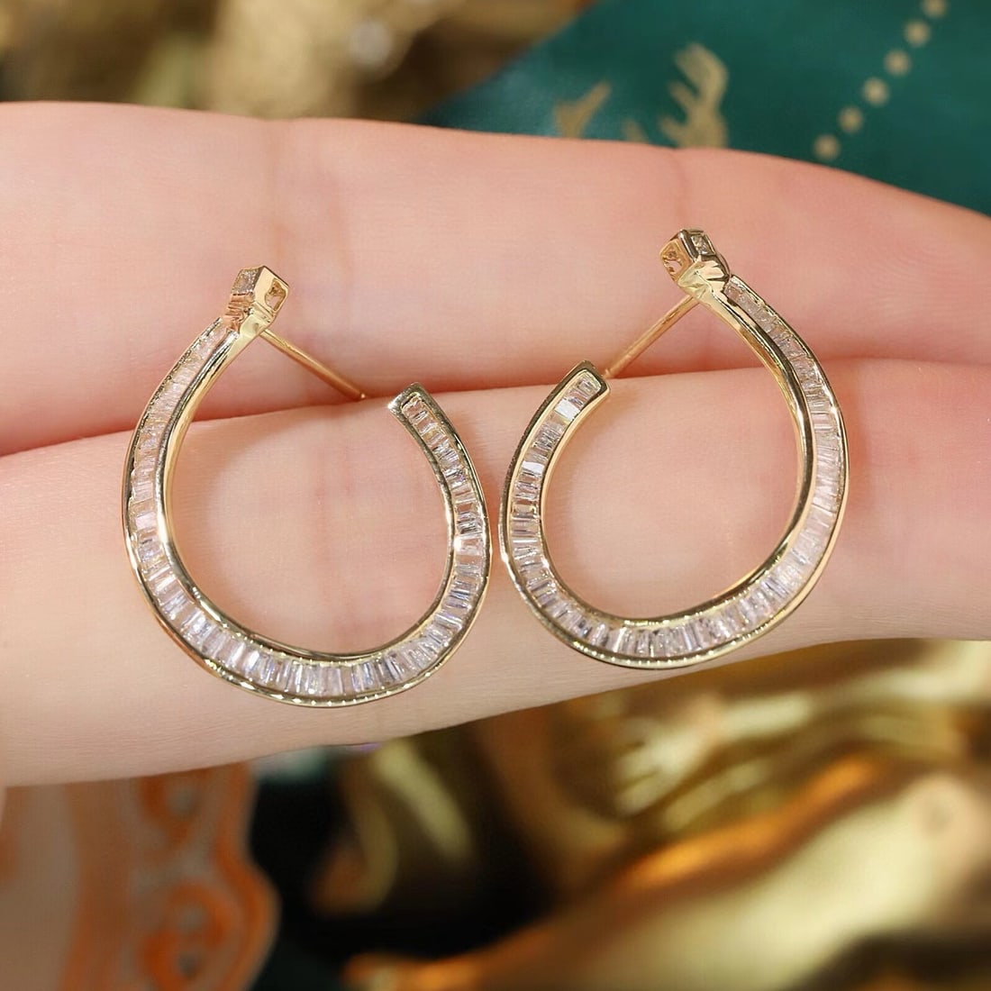 14k Gold 0.76 Ct Natural H Diamond Earrings - 6