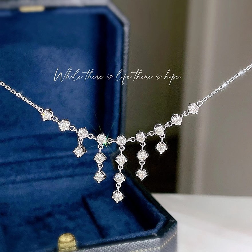 14k Gold 1.2 Ct Natural H Diamond Necklace - 2
