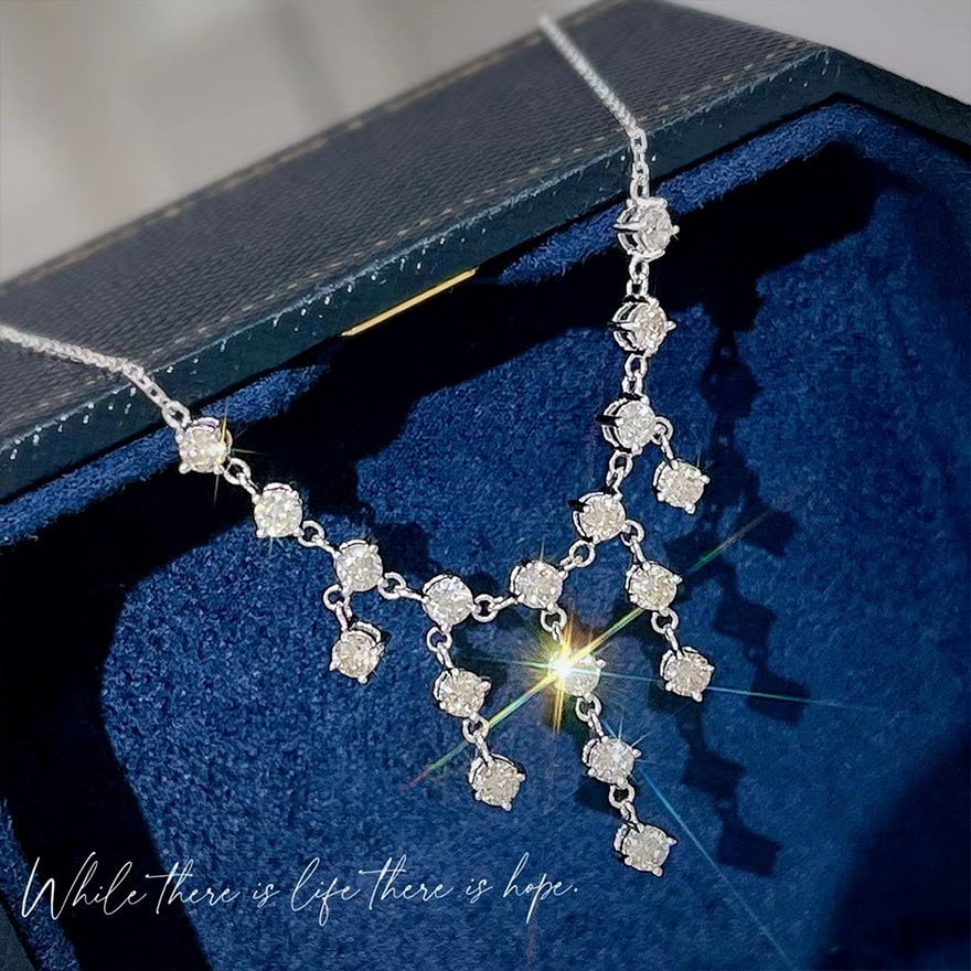 14k Gold 1.2 Ct Natural H Diamond Necklace - 3