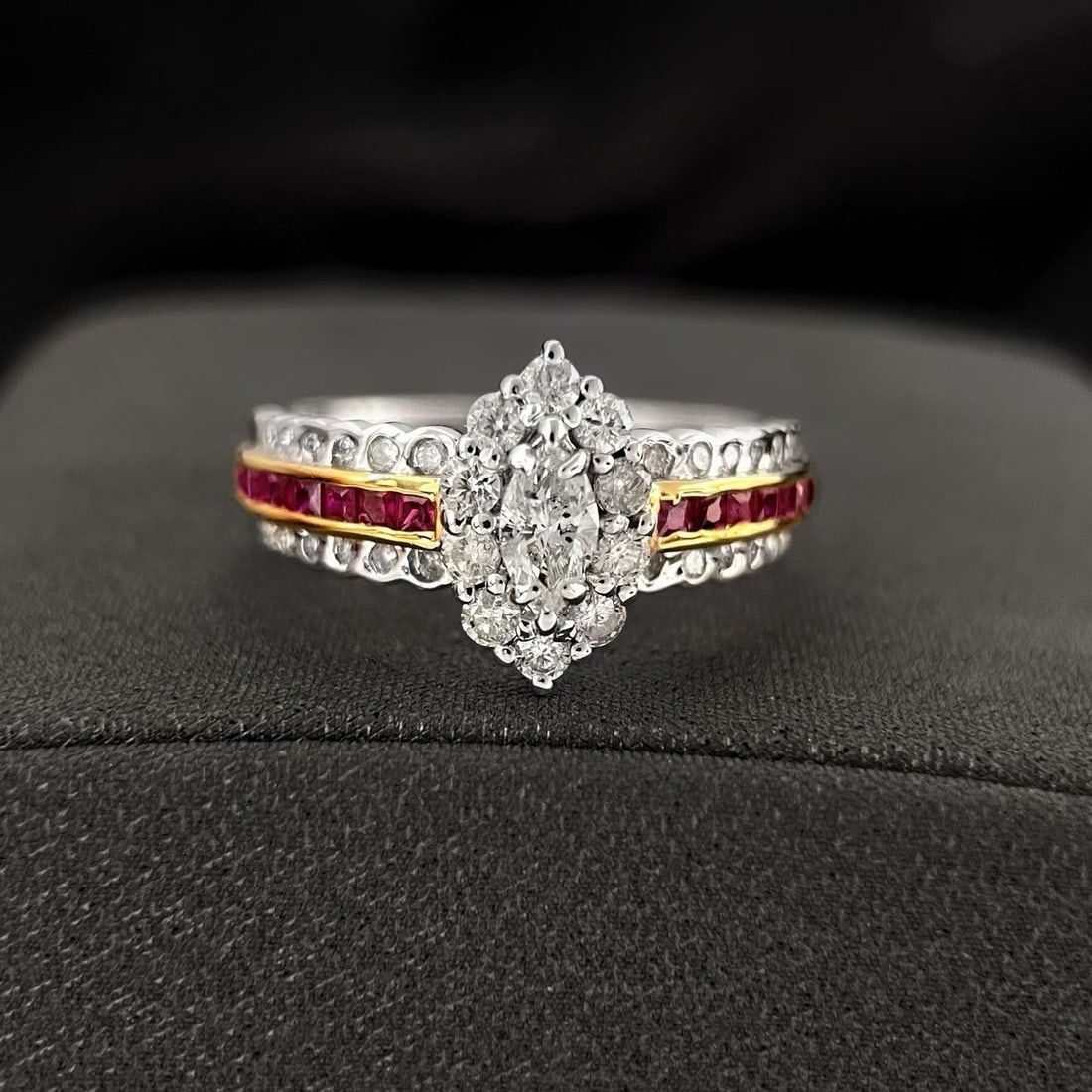 14k Gold 0.25 Ct Natural H Diamond Ring: Ref:231194401 // gold content:14k gold // ring size:7. 25us // // main gemstone:diamond // shape:marquise // carat weight:0. 25ct // clarity grade:vs-si // color:h // treatment:natural // // adjacent 